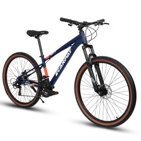 A27302 27 Inch Wheel Mountain Bike, 21-speed Disc Brake Trigger Transmission, Aluminum Frame Unisex Mountain Bike (Option: BLUE ORANGE)